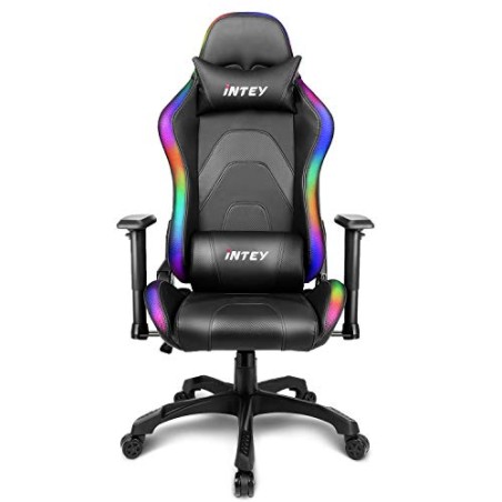 Sedia Gaming Detroit, Design sportivo, Pelle e Tessuto, vari colori, con luci Led